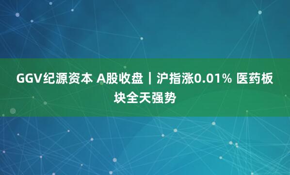 GGV纪源资本 A股收盘｜沪指涨0.01% 医药板块全天强势